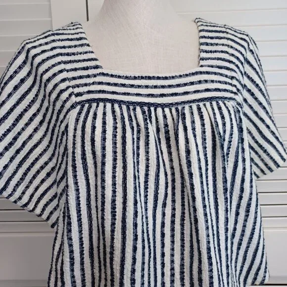 Madewell Butterfly‎ Top Womens Sz Small Isley Stripe Black White Square Neck - Picture 4 of 13